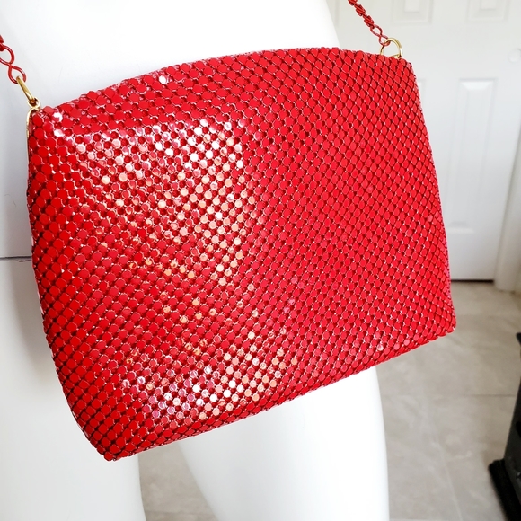 MARLO vintage red mesh crossbody bag red - Picture 3 of 6